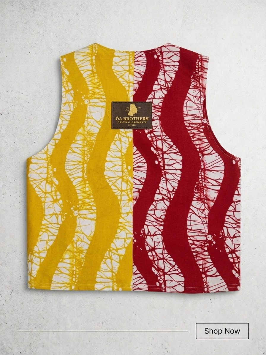 Asymmetric Ankara Waistcoat & Barrel Pants