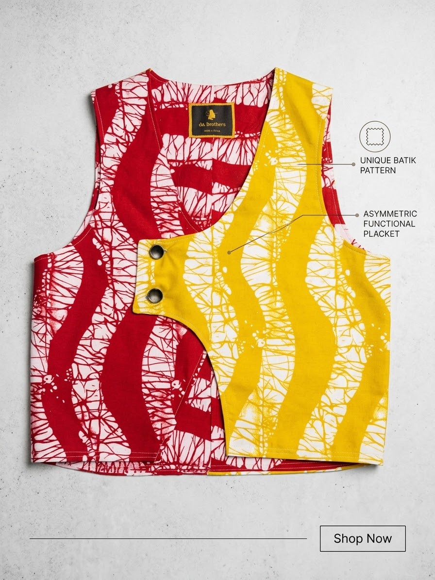 Asymmetric Ankara Waistcoat & Barrel Pants
